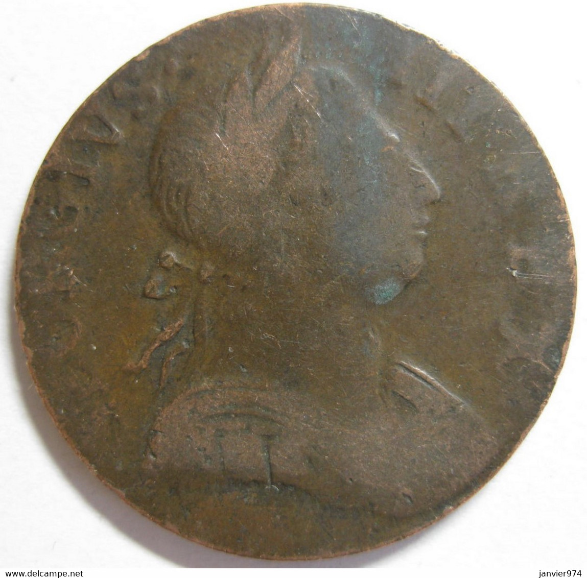 Grande Bretagne. Half Penny 1775, George III, En Cuivre , KM# 601 - B. 1/2 Penny