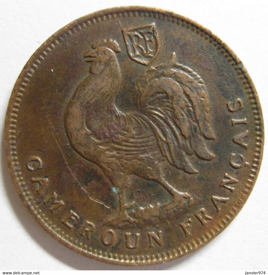 Cameroun Française 1 Franc 1943 , En Bronze , Lec# 14 - Kamerun