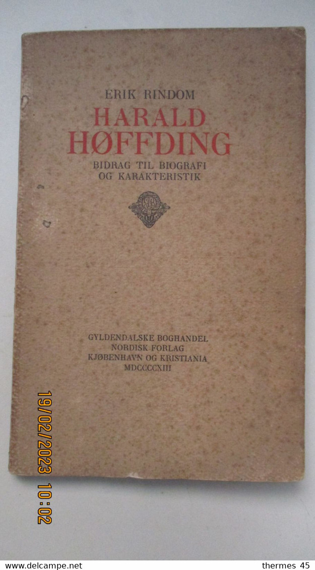 1913 / En Danois / ENVOI / ERIC RINDOM / HARALD HOFFDING / GYLDENDALSKE BOGHANDEL - Scandinavian Languages