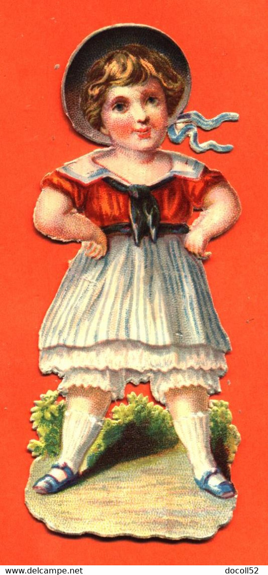 CHROMO DECOUPI Gaufré " Petite Fille En Tenue De Folklore " - Kinderen