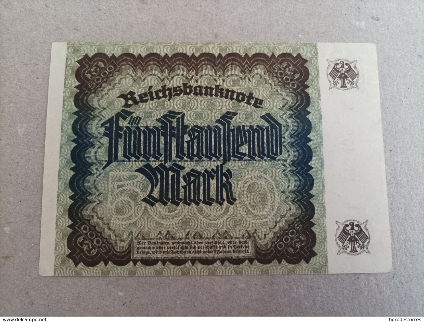 Billete De Alemania De 5000 Mark Año 1922, UNC - A Identificar