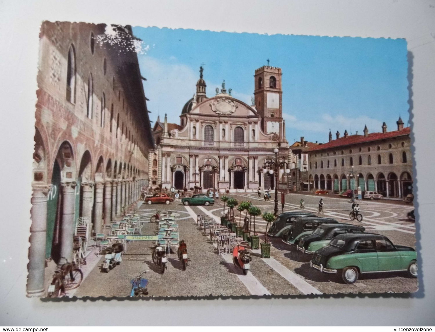 Cartolina Viaggiata "VIGEVANO Piazza Ducale E La Cattedrale" 1957 - Vigevano