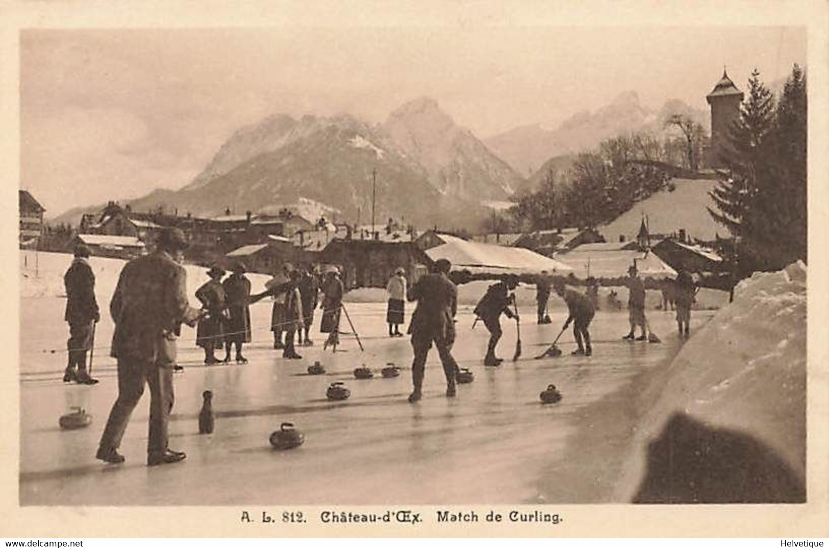 Chateau-d'Oex Match De Curling Patinoire Patineurs - Château-d'Œx
