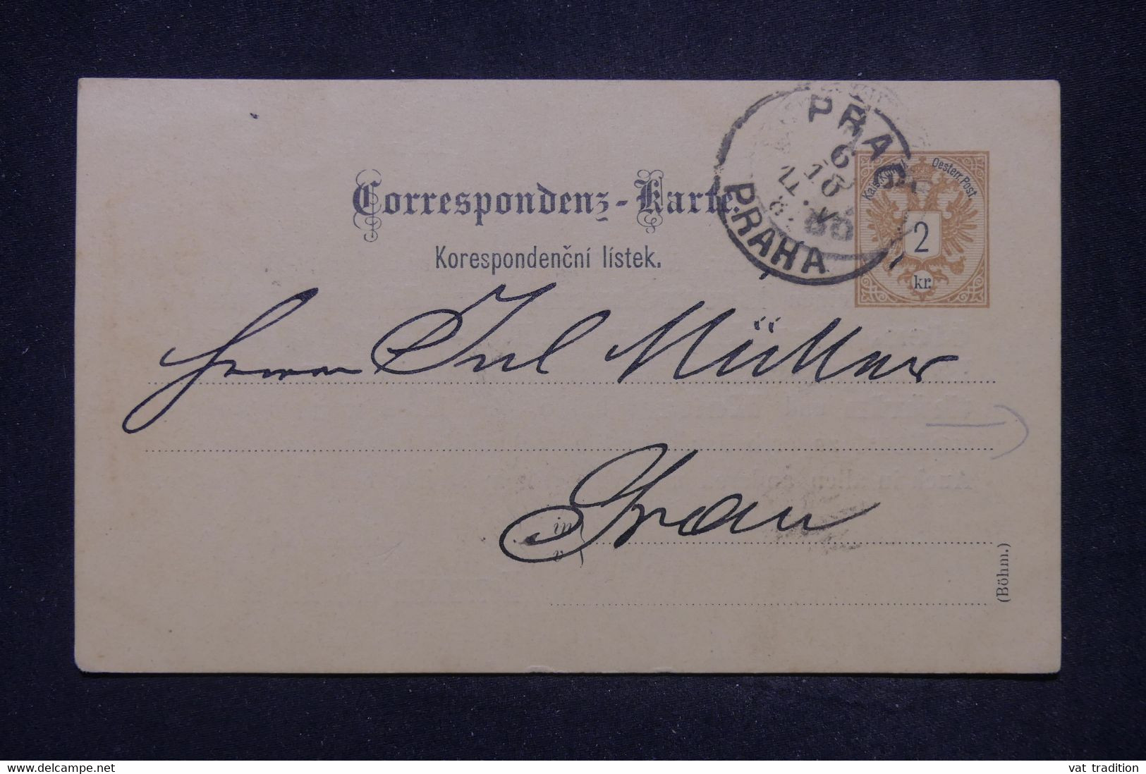 TCHECOSLOVAQUIE - Entier Postal De Prague  Avec Repiquage Commercial Au Dos En 188.. -  L 141738 - ...-1918 Préphilatélie