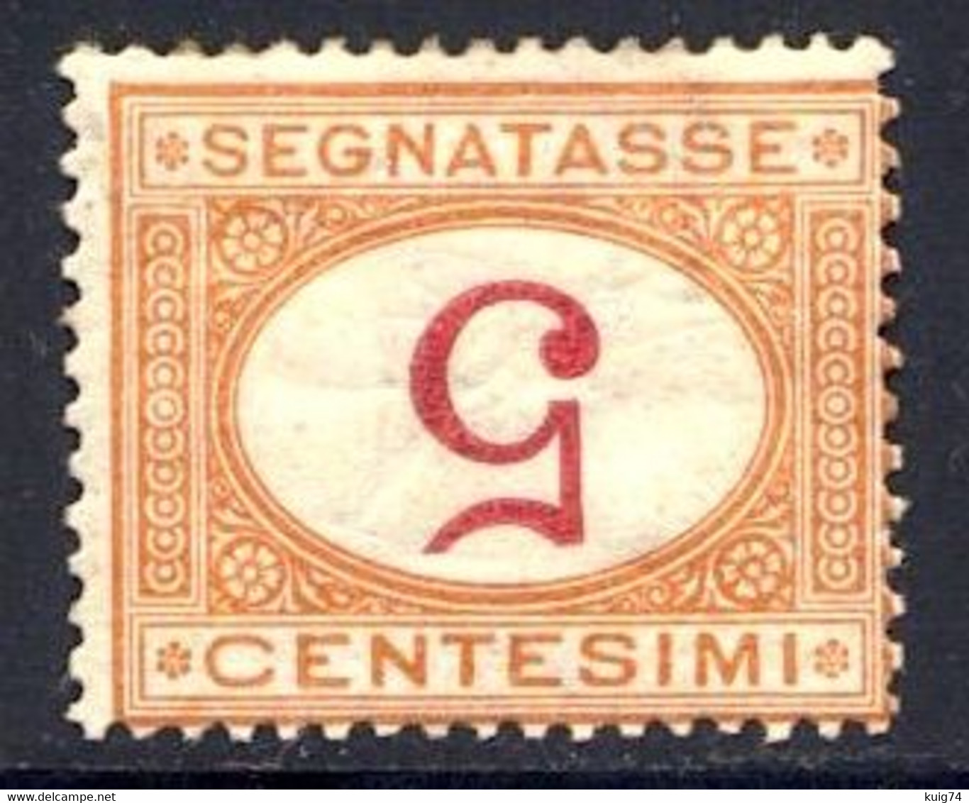 1890 SEGNATASSE 5 CENT. "CIFRA CAPOVOLTA" N.20a **/* NUOVO - MNH/MLH - Segnatasse