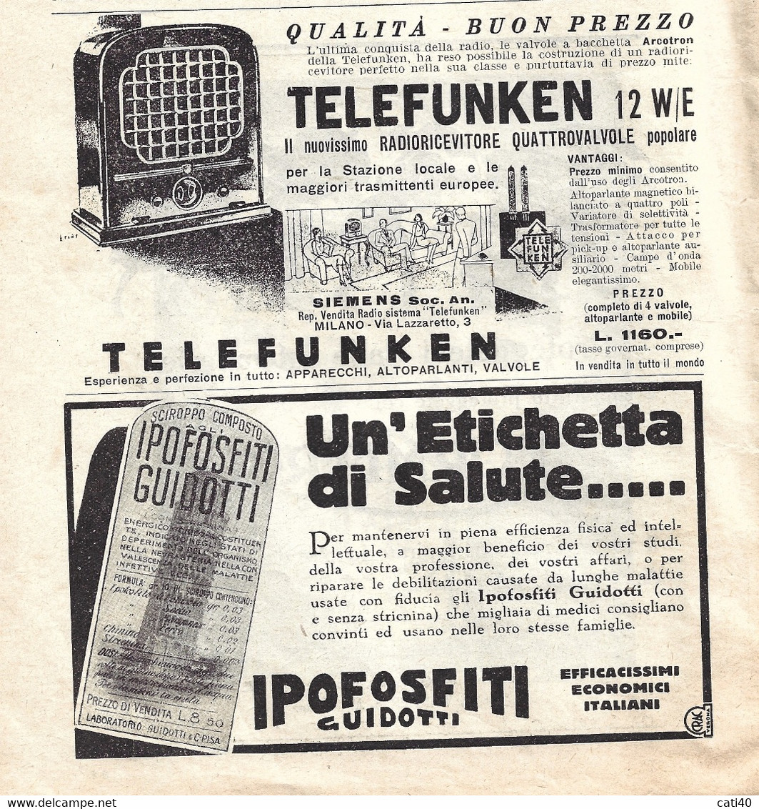 OPUSCOLO CON PUBBLICITA' D'EPOCA : RADIO - GRAMMOFONI - FARMACIA - BELLEZZA....SALUTE..ECC.ECC. - Mode