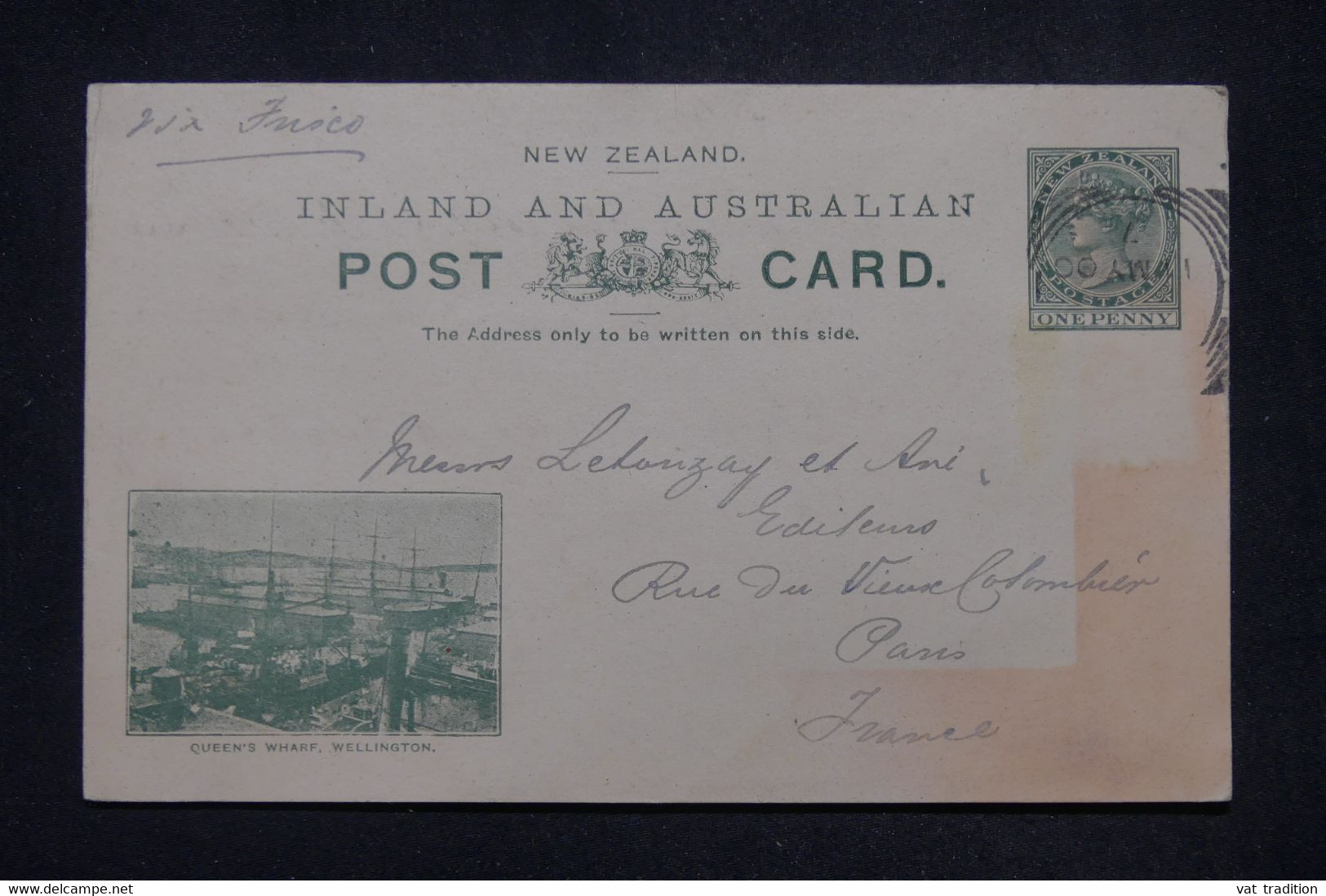 NOUVELLE ZÉLANDE - Entier Postal Type Victoria Illustré De Wellington Pour La France En 1900  -  L 141754 - Lettres & Documents