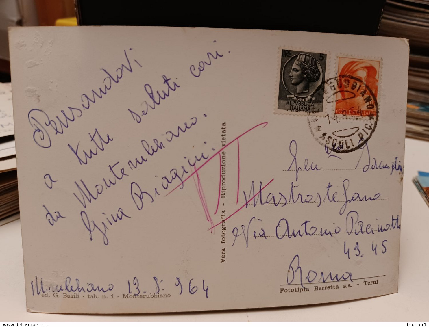 Cartolina Monterubbiano Provincia Fermo , Panorama Nord Ovest 1964 - Fermo