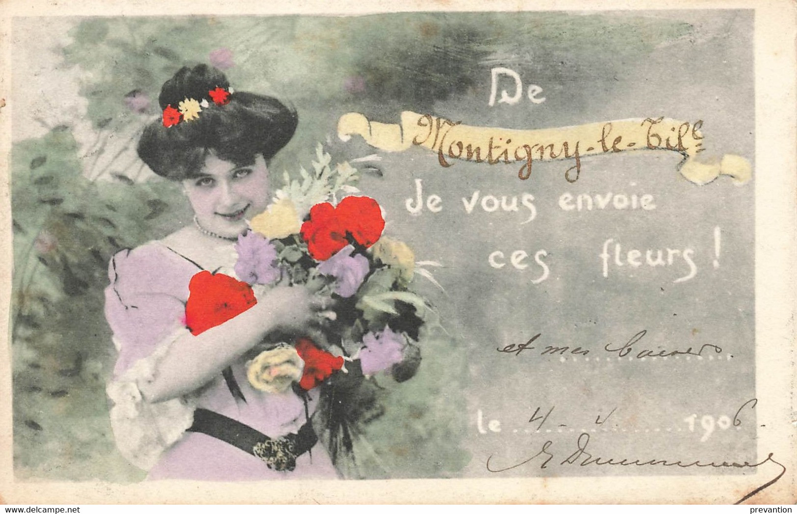 De MONTIGNY Le TILLEUL, Je Vous Envoie Ces Fleurs - Carte Colorée Et Circulé En 1906 Vers Chatelineau - Montigny-le-Tilleul