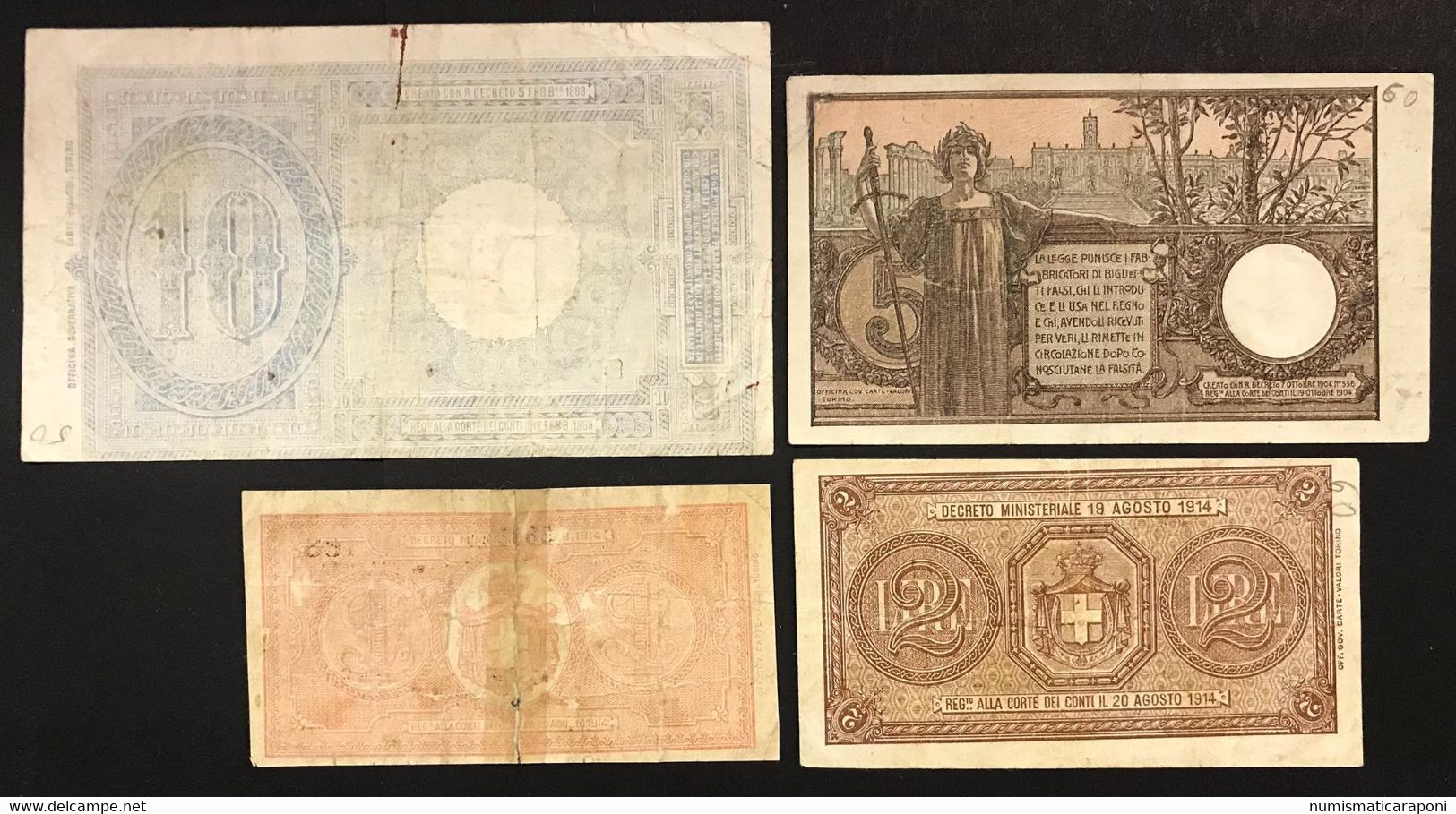 Italy Italia Regno 1 E 10 Lire Restauri 2 E 5 Lire Bb+/q.spl Lotto.3926 - Verzamelingen