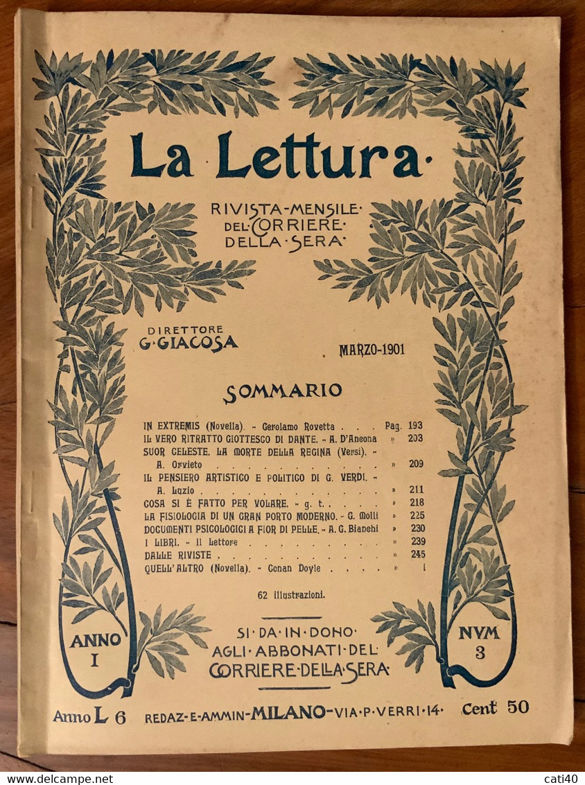 LA LETTURA - RIVISTA DEL CORRIERE DELLA SERA  - MARZO 1901 - ANNO I - NUMERO 3  - CON  PUBBLICITA' ADVERTISING .BBB - Fashion