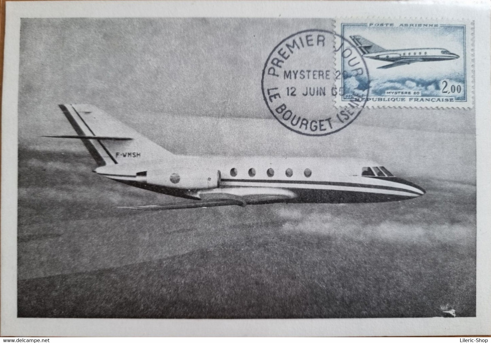 CARTE POSTALE PREMIER JOUR 12 06 1965 G.A.M. DASSAULT - Sud Aviation - "Mystère 20" Fan Jet Facon - - 1946-....: Era Moderna