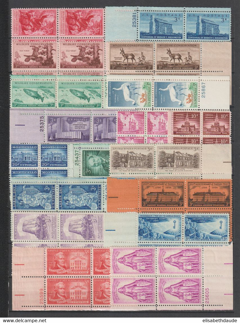 USA - 1956/1959  - ANNEES COMPLETES En BLOCS De 4 ! AVEC POSTE AERIENNE ** MNH - 5 PAGES ! - COTE YVERT = 188+ EUR - Annate Complete