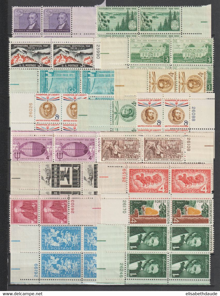 USA - 1956/1959  - ANNEES COMPLETES En BLOCS De 4 ! AVEC POSTE AERIENNE ** MNH - 5 PAGES ! - COTE YVERT = 188+ EUR - Ganze Jahrgänge