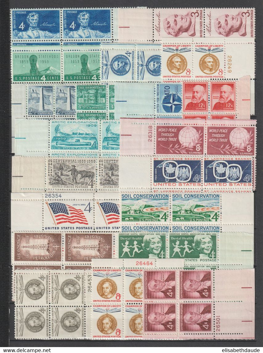 USA - 1956/1959  - ANNEES COMPLETES En BLOCS De 4 ! AVEC POSTE AERIENNE ** MNH - 5 PAGES ! - COTE YVERT = 188+ EUR - Años Completos