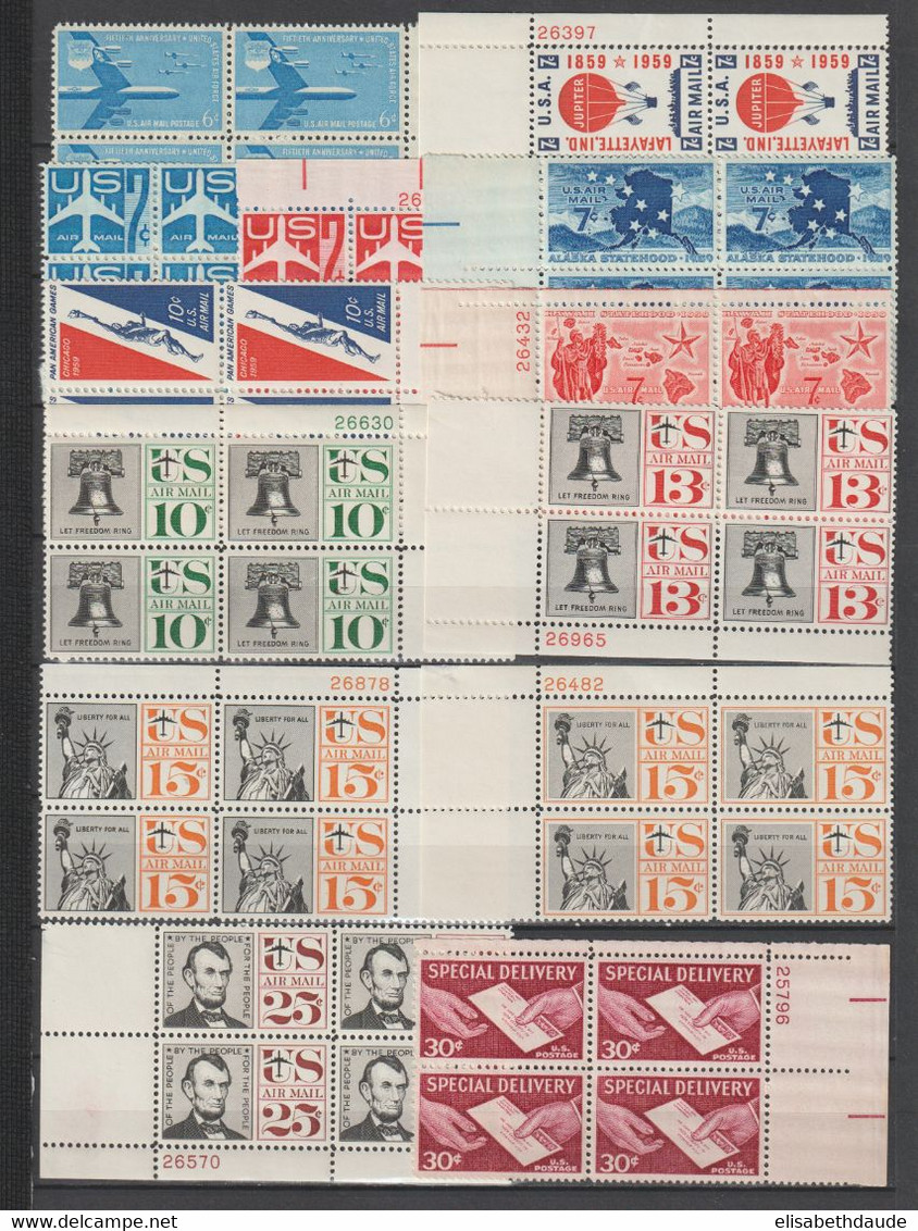 USA - 1956/1959  - ANNEES COMPLETES En BLOCS De 4 ! AVEC POSTE AERIENNE ** MNH - 5 PAGES ! - COTE YVERT = 188+ EUR - Volledige Jaargang