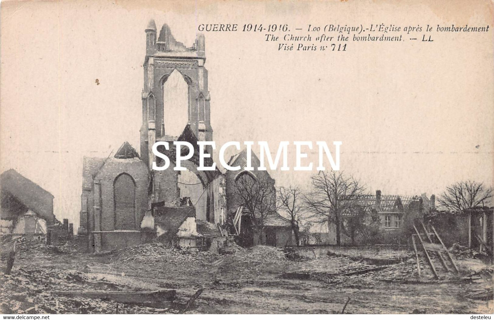 L'Eglise Après Le Bombardement - Loo - Lo-Reninge