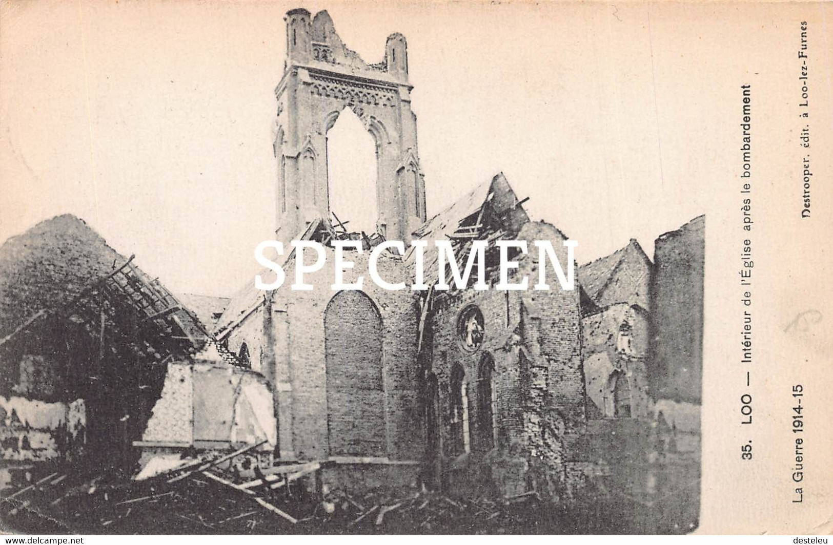 Intérieur De L'Eglise Après Le Bombardement - Loo - Lo-Reninge