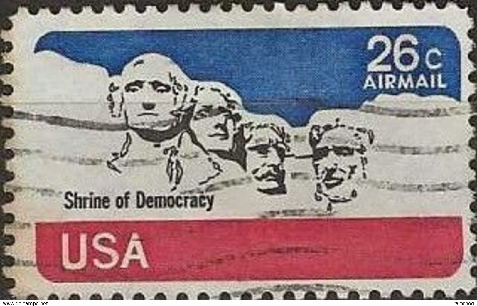 USA 1974 Air. Mount Rushmore National Memorial - 26c. - Black, Blue And Red FU - 3a. 1961-… Afgestempeld