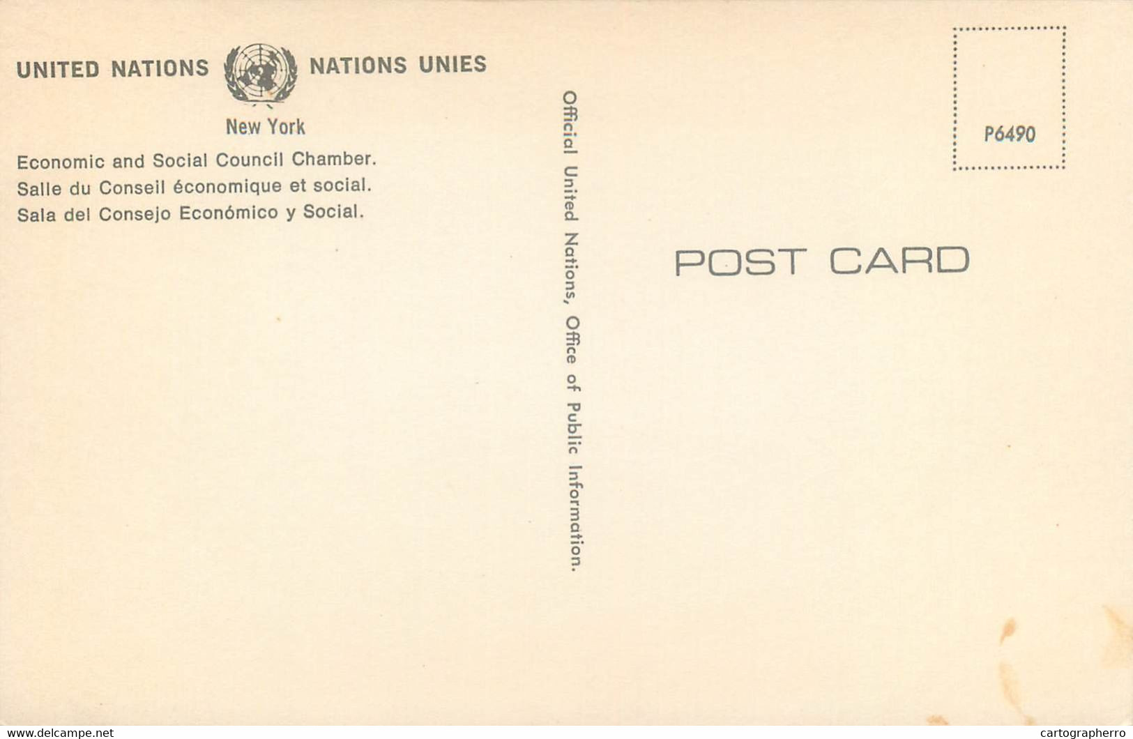 Postcard USA United States NY United Nations HQ UN Council Chamber - Places & Squares