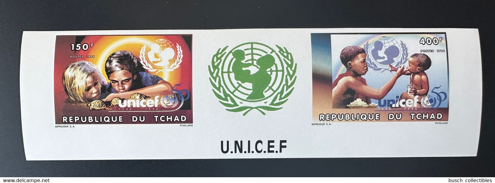 Tchad Chad Tschad 1996 Mi. 1355a - 1356a B IMPERF ND UNICEF Enfants Children Kinder 50 Ans Jahre Years - Chad (1960-...)