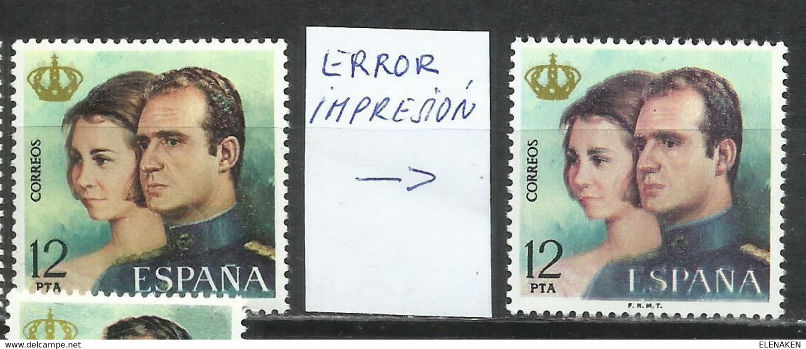 7584H-SERIE COMPLETA CON ERROR IMPRESION REY JUAN CARLOS 1975 Nº2302/2305 VEA FOTO ANEXA. - Errors & Oddities