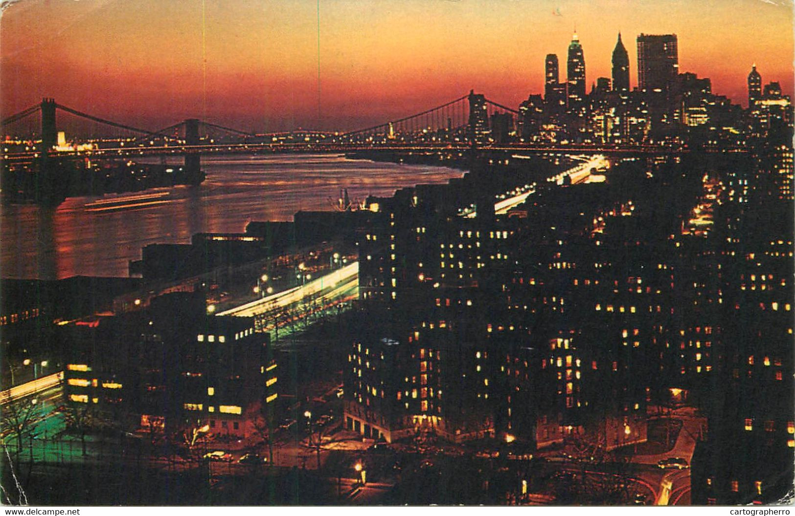 Postcard USA NY - New York > New York City Sunset Panorama Aerial - Panoramic Views