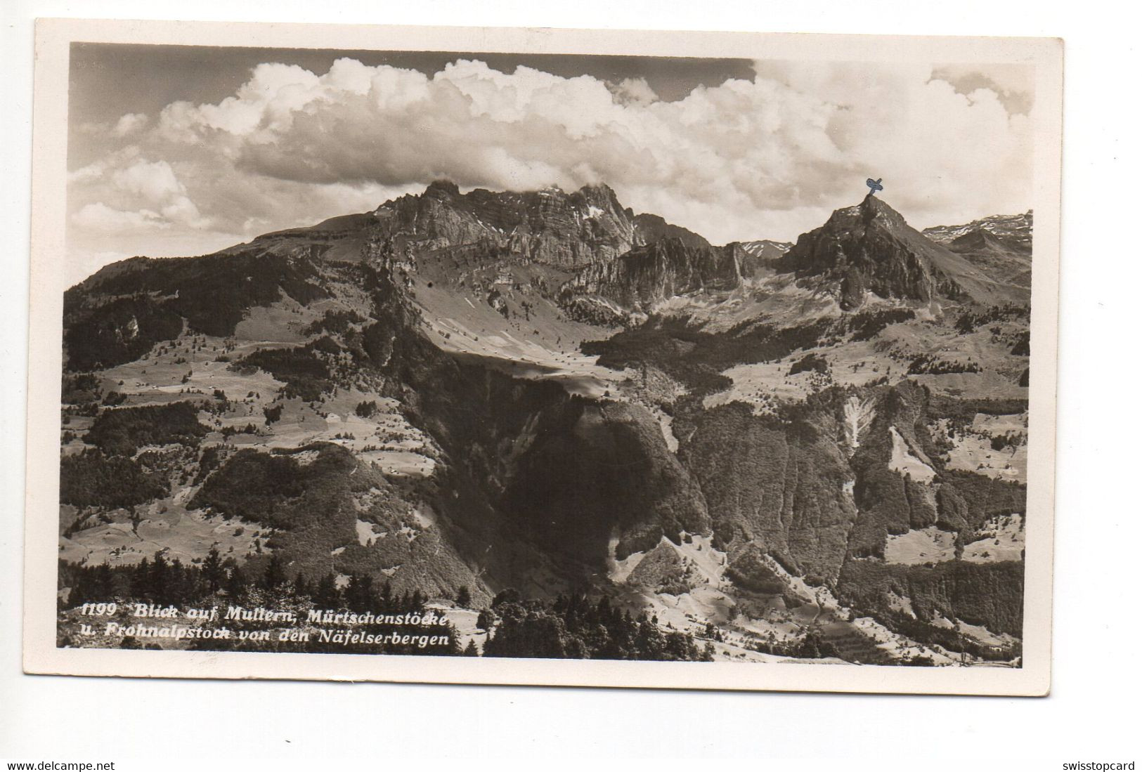 NIEDERURNEN Blick Auf Mullern Von Näfels Gel. 1938 Stempel Alp Morgenholz - Näfels