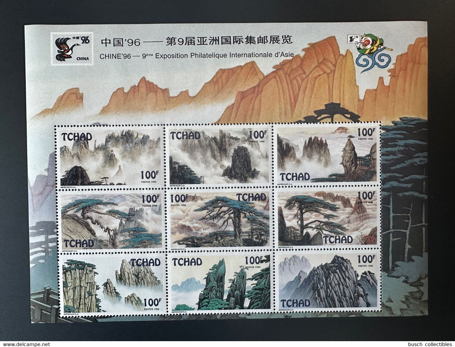 Tchad Chad Tschad 1996 Mi. Bl. 243 Chine China '96 Exposition Philatélique Internationale Stamp Show Trees Arbres Bäume - Filatelistische Tentoonstellingen