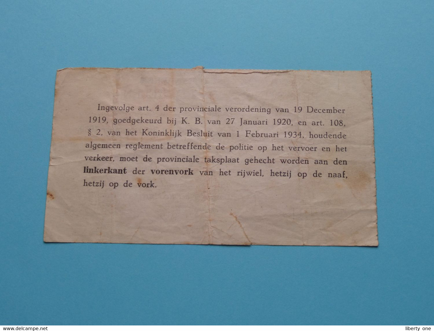 Provincie OOST-VLAANDEREN > BELASTING (Rijks) Op De RIJWIELEN ( Nr. 189940 Der Plaat ) Anno 1939 ( Zie / Voir SCAN ) ! - Transportmiddelen