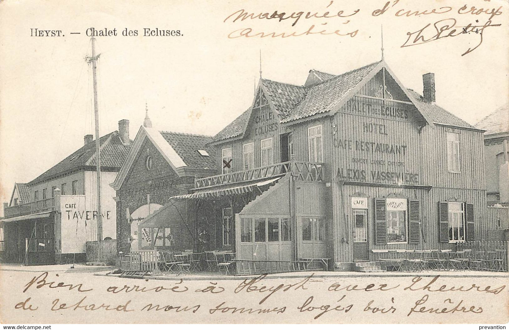 HEYST - Chalet Des Ecluses (Hôtel-Café-Restaurant "Alexis Vassevière - Carte Circulé En 1909 Vers BRUXELLES - Heist