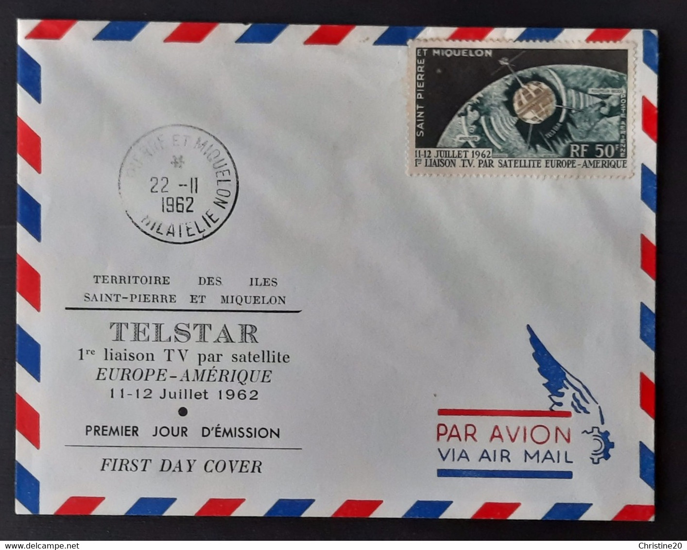 Saint Pierre Et Miquelon 1962 PA29 Sur Lettre TB - Brieven En Documenten