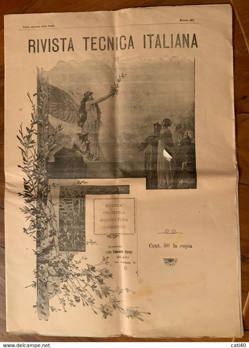 RIVISTA TECNICA ITALIANA - SCIRENZA INDUSTRIA AGRICOLTURA COMMERGIO - - MILANO 15 FEBBRAIO 1901 - 10 Pag. - Scientific Texts