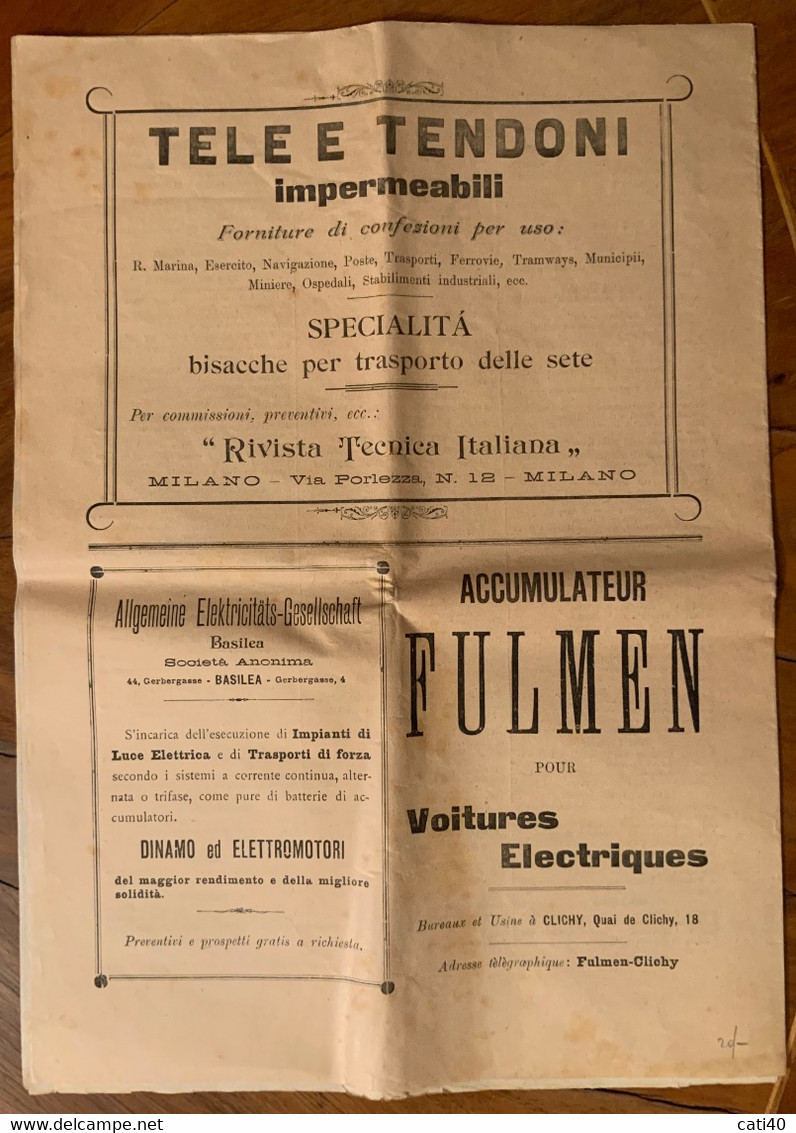 RIVISTA TECNICA ITALIANA - SCIRENZA INDUSTRIA AGRICOLTURA COMMERGIO - - MILANO 15 FEBBRAIO 1901 - 10 Pag. - Scientific Texts