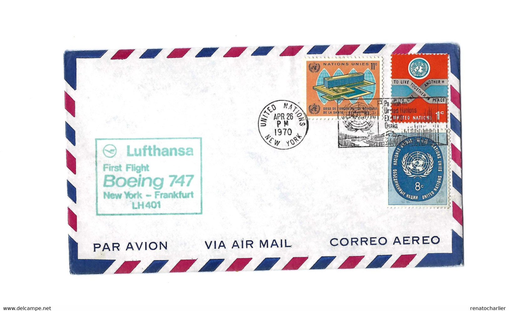 First  Lufthansa Flight Boeing 747.New-York-Frankfurt.1970 - Airmail