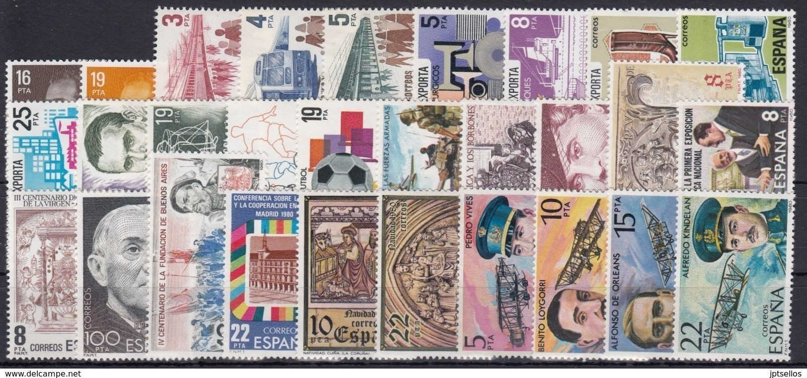 ESPAÑA 1980 Nº 2558/2598 AÑO COMPLETO NUEVO MNH **,29 SELLOS,2 HB - Ganze Jahrgänge