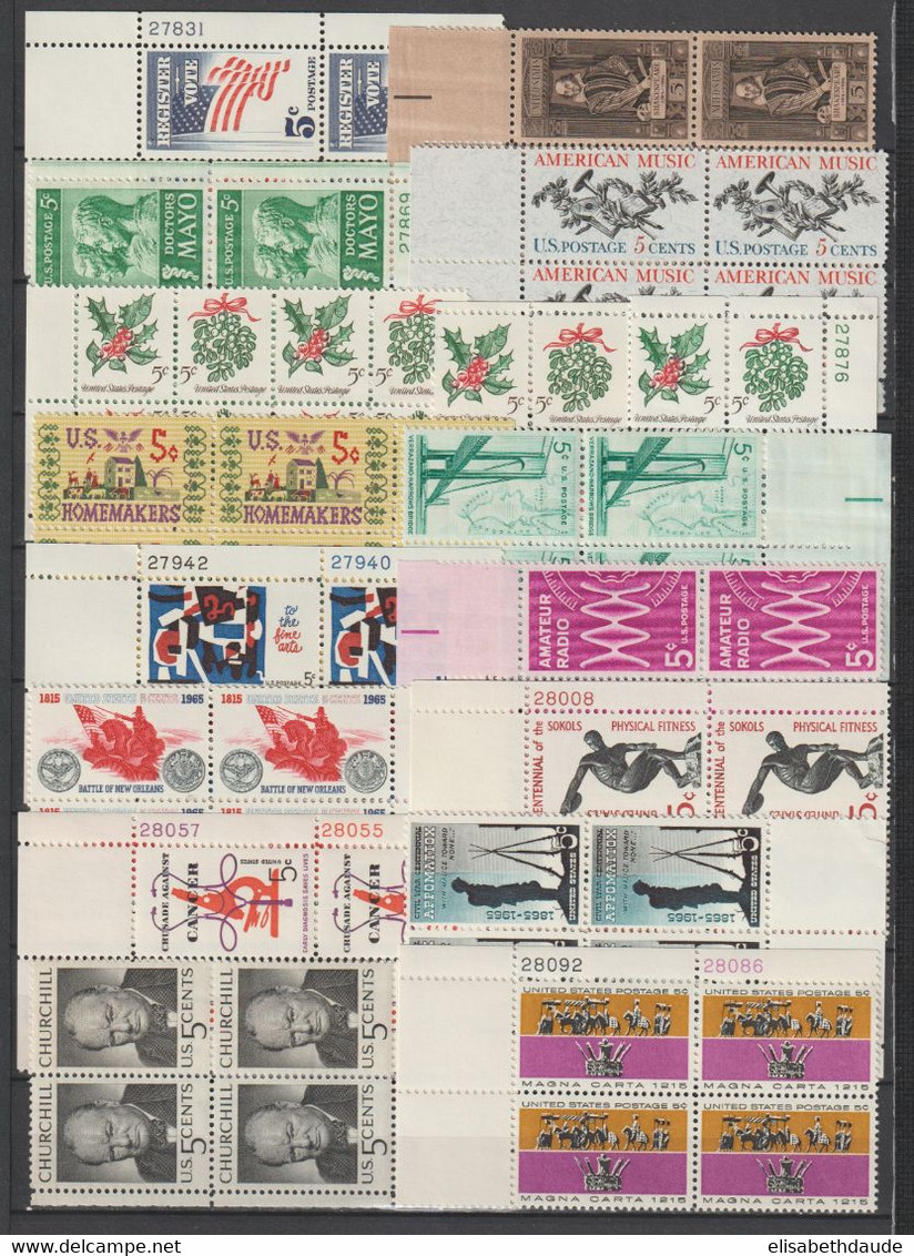 USA - 1960/1965  - ANNEES COMPLETES en BLOCS de 4 ! AVEC POSTE AERIENNE ** MNH - 7 PAGES ! - COTE YVERT = 290+ EUR