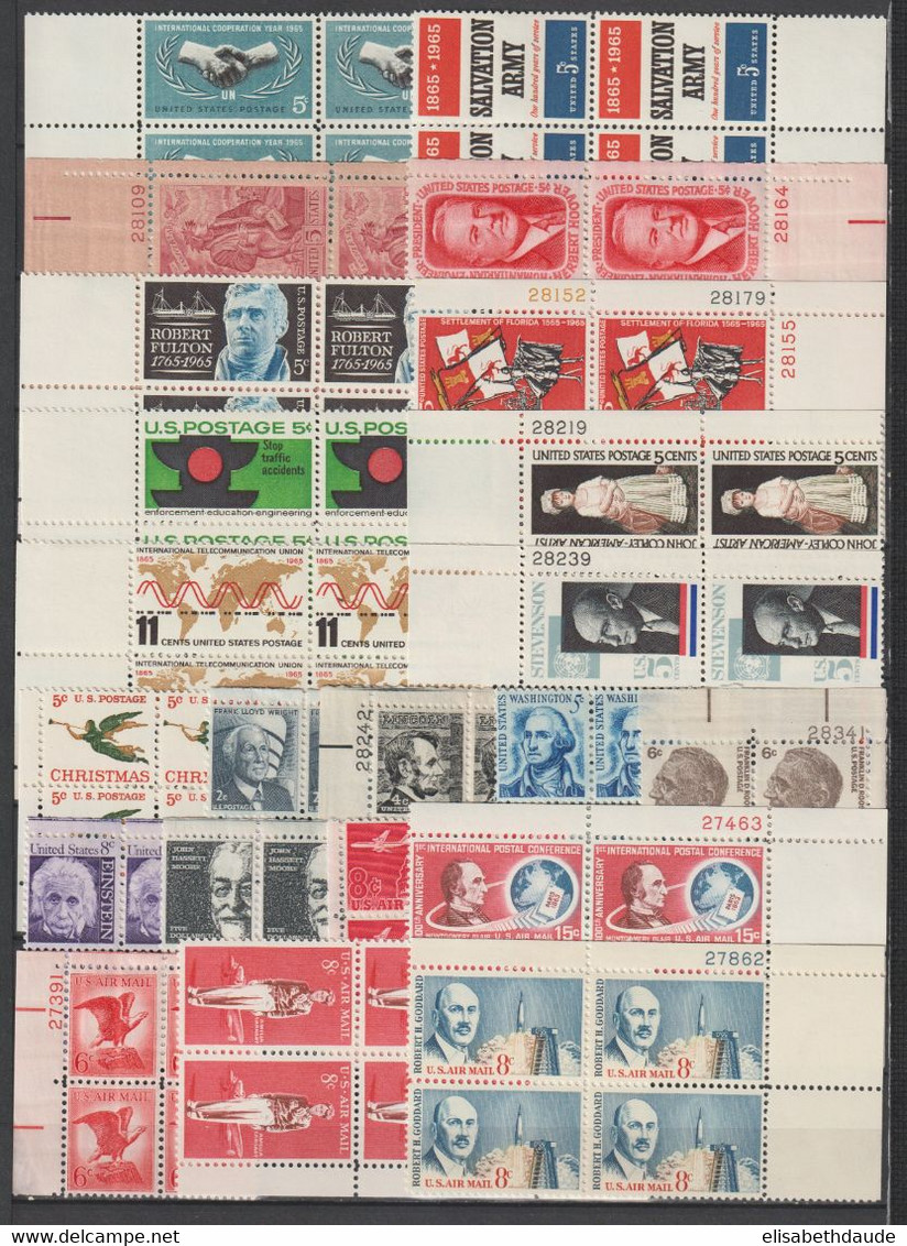 USA - 1960/1965  - ANNEES COMPLETES en BLOCS de 4 ! AVEC POSTE AERIENNE ** MNH - 7 PAGES ! - COTE YVERT = 290+ EUR