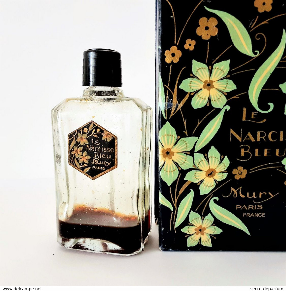 miniatures de parfum FLACON  de PARFUM  LE  NARCISSE BLEU  de MURY   Hauteur 9.5 cm + Boite 11 cm x 6.5 cm