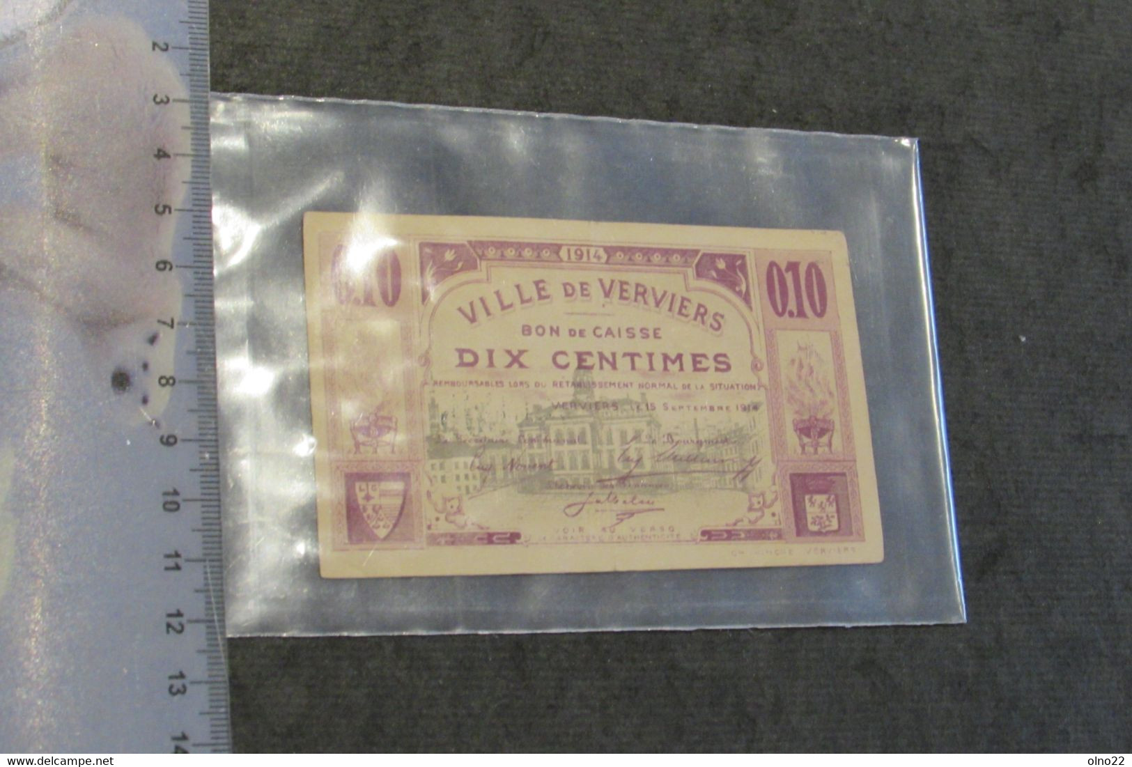 VILLE DE VERVIERS 1914 - BON DE CAISSE 10 CENTIMES - VOIR SCANS - Andere & Zonder Classificatie