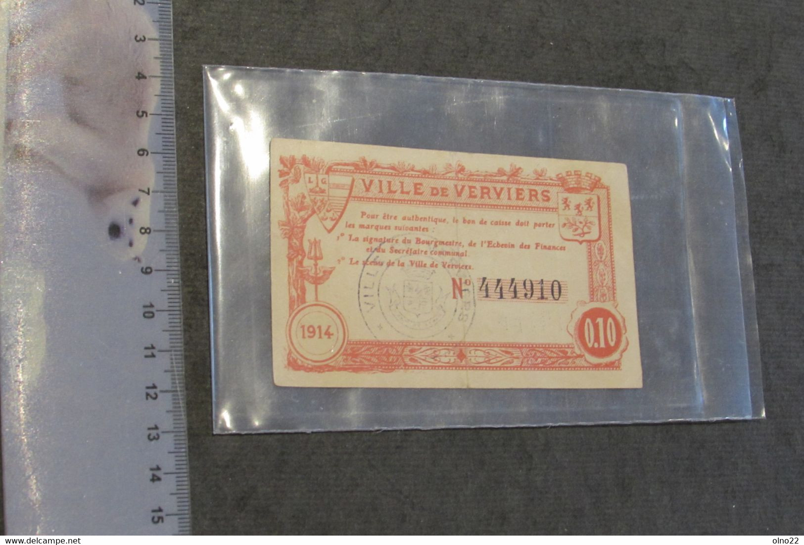 VILLE DE VERVIERS 1914 - BON DE CAISSE 10 CENTIMES - VOIR SCANS - Sonstige & Ohne Zuordnung