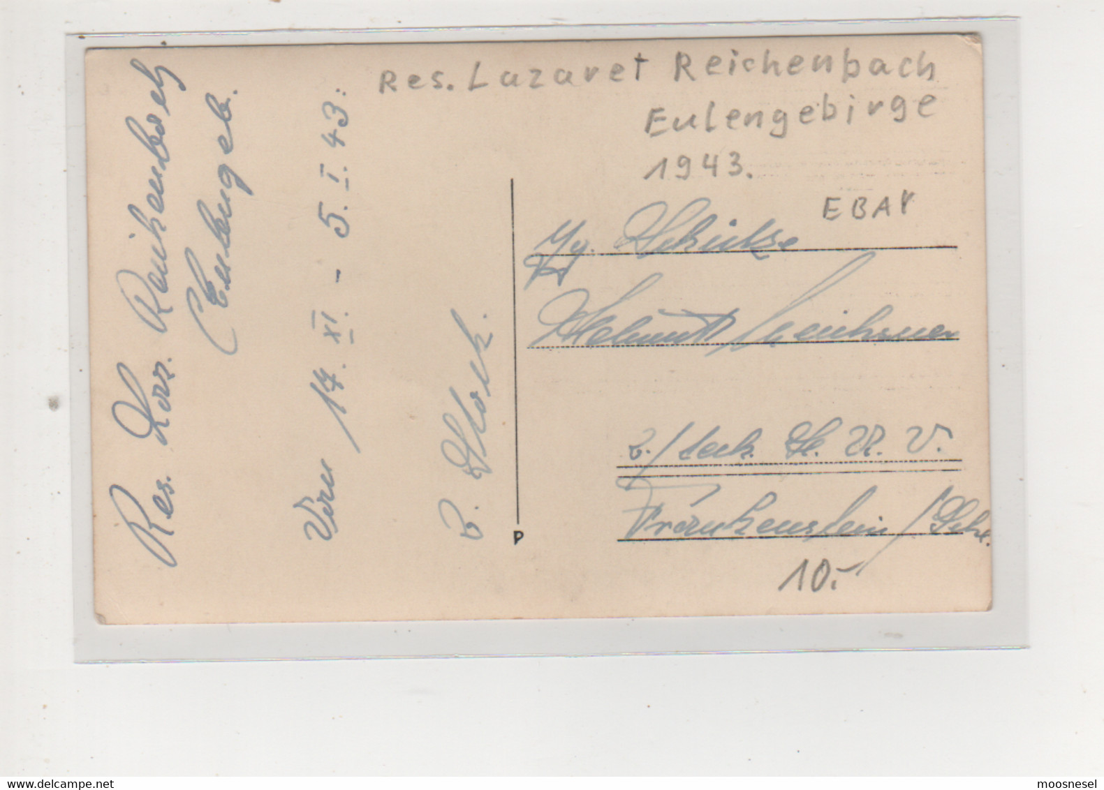 Antike Postkarte  RES. LAZARETT REICHENBACH EULENGEBIRGE 1943 - Schlesien