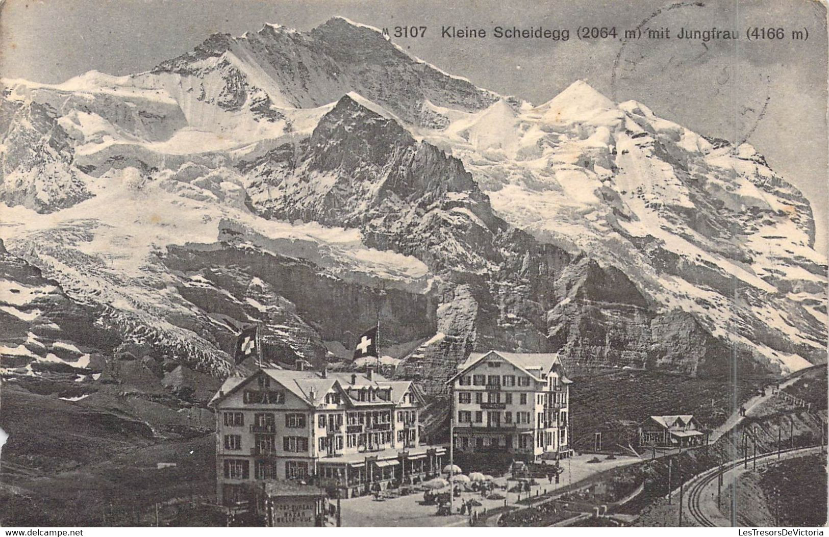 SUISSE - Kleine Scheidegg - Mit Jungfrau - Drapeau Suisse - Carte Postale Ancienne - Au
