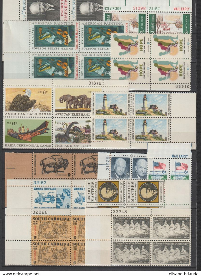 USA - 1966/1970  - ANNEES COMPLETES en BLOCS de 4 ! AVEC POSTE AERIENNE ** MNH - 7 PAGES ! - COTE YVERT = 335+ EUR