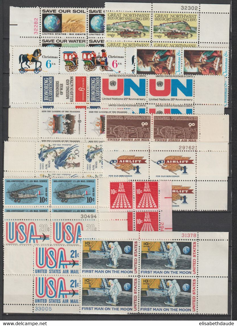 USA - 1966/1970  - ANNEES COMPLETES en BLOCS de 4 ! AVEC POSTE AERIENNE ** MNH - 7 PAGES ! - COTE YVERT = 335+ EUR