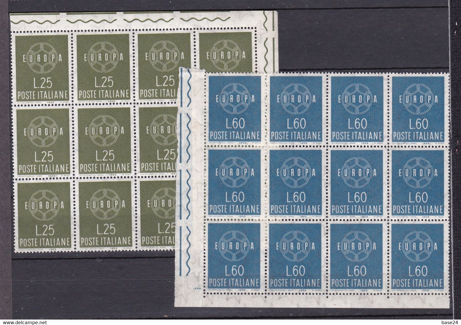 1959 Italia Italy Repubblica EUROPA CEPT  EUROPE 12 Serie Di 2 Valori In Blocco MNH** CATENA 6 ANELLI - CHAIN - 1959