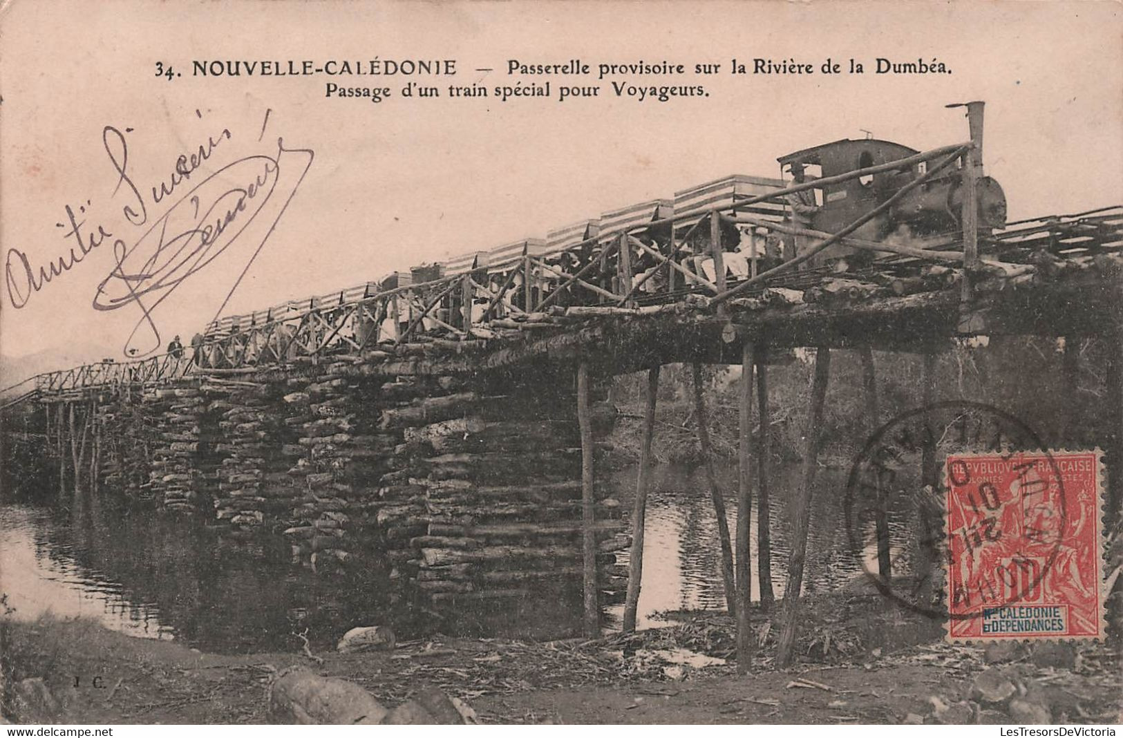 NC - Passerelle Provisoire Sur La Dumbéa Passage D'un Train Spécial Pour Voyageurs - Carte Postale Ancienne - - New Caledonia