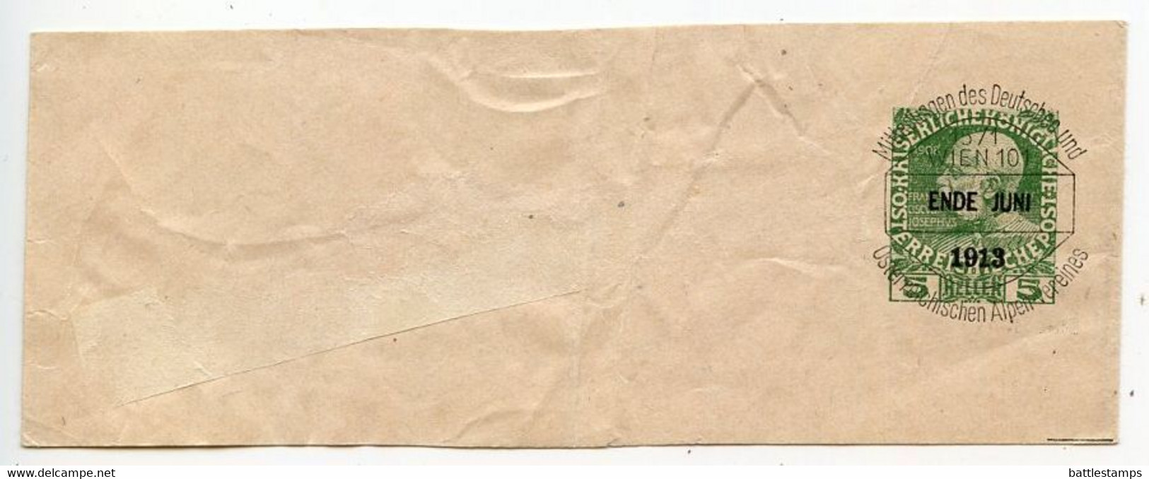 Austria 1913 5h. Franz Josef Letter Band; Pre-Cancel - Mitteilungen Des Deutschen Und Österreichischen Alpen-Vereines - Striscie Per Giornali