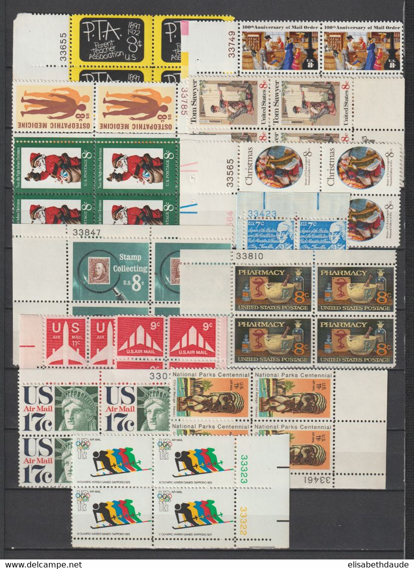 USA - 1971/1972  - ANNEES COMPLETES En BLOCS De 4 ! AVEC POSTE AERIENNE ** MNH - 3 PAGES ! - COTE YVERT = 89 EUR - Full Years