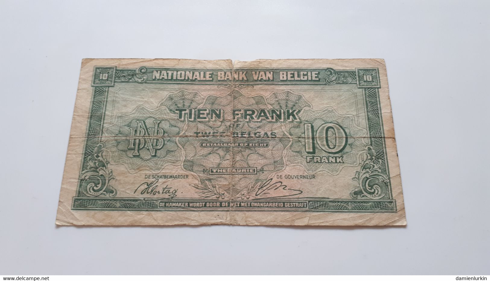 BELGIQUE BELGIE BANQUE NATIONALE 10 FRANCS 2 BELGAS THEUNIS-SONTAG 01-02-1943 SERIE Q2 LONDON  P-122a - 10 Franchi-2 Belgas